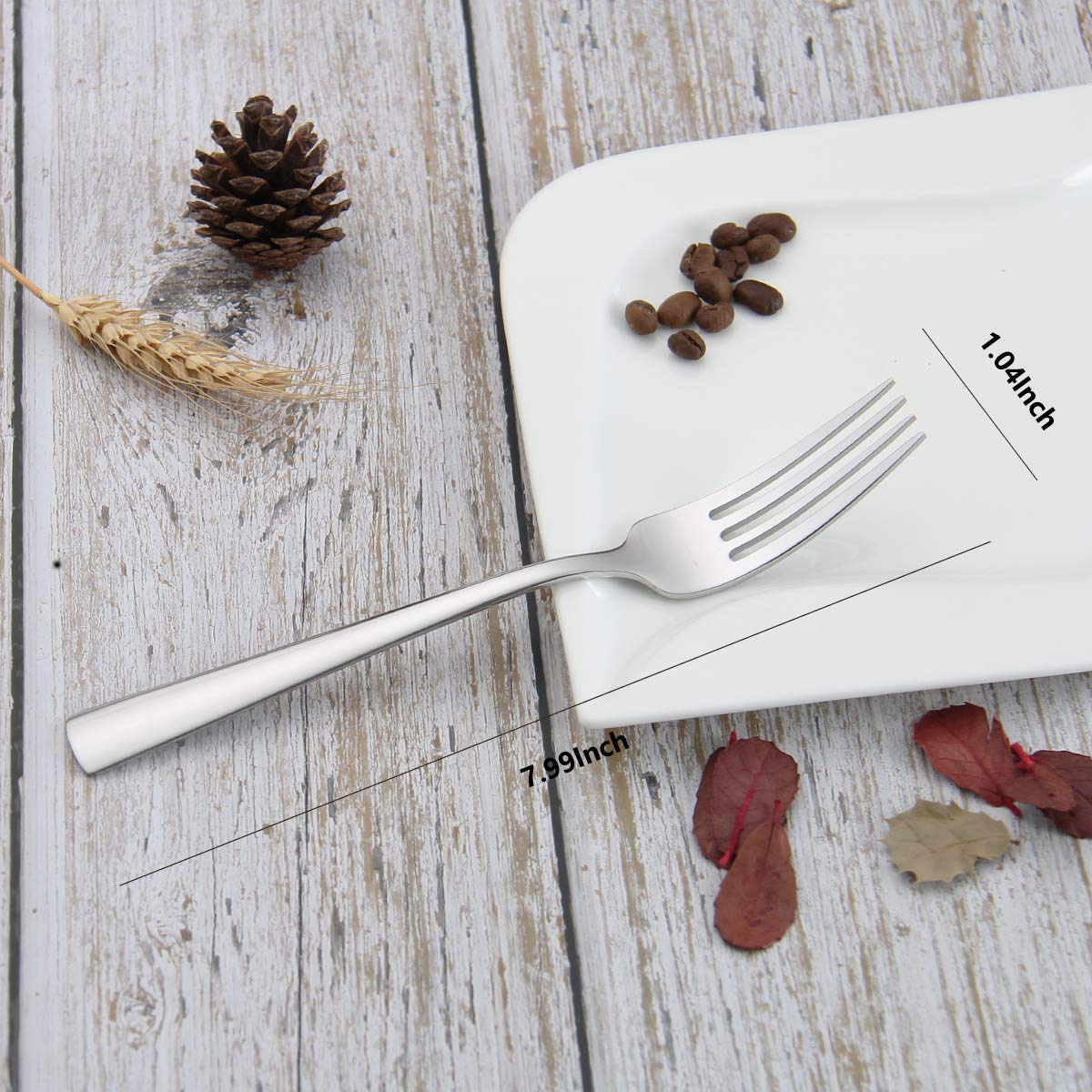 Faderic Dinner Forks Set, Table Forks, Flatware Forks Stainless Steel Mirror Polishing, 8-Inch (Silver, 6Pcs-Square Handle)